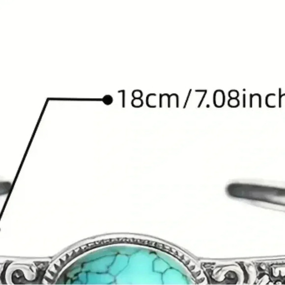 Vintage  faux turquoise cuff open bracelet - Picture 3 of 3